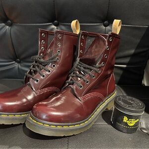 Dr. Martens Burgundy Leather Combat Boots